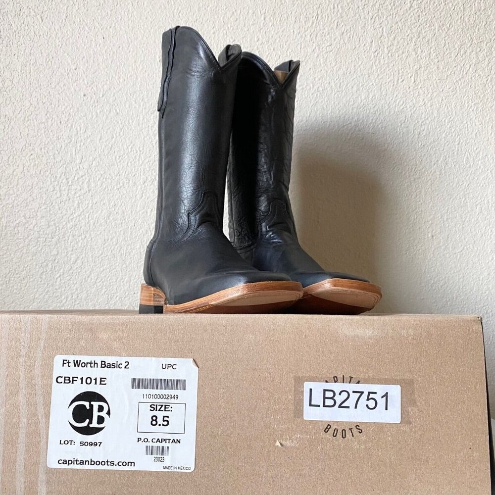 Classic Black Leather Cowboy Boots - Picture 10 of 10